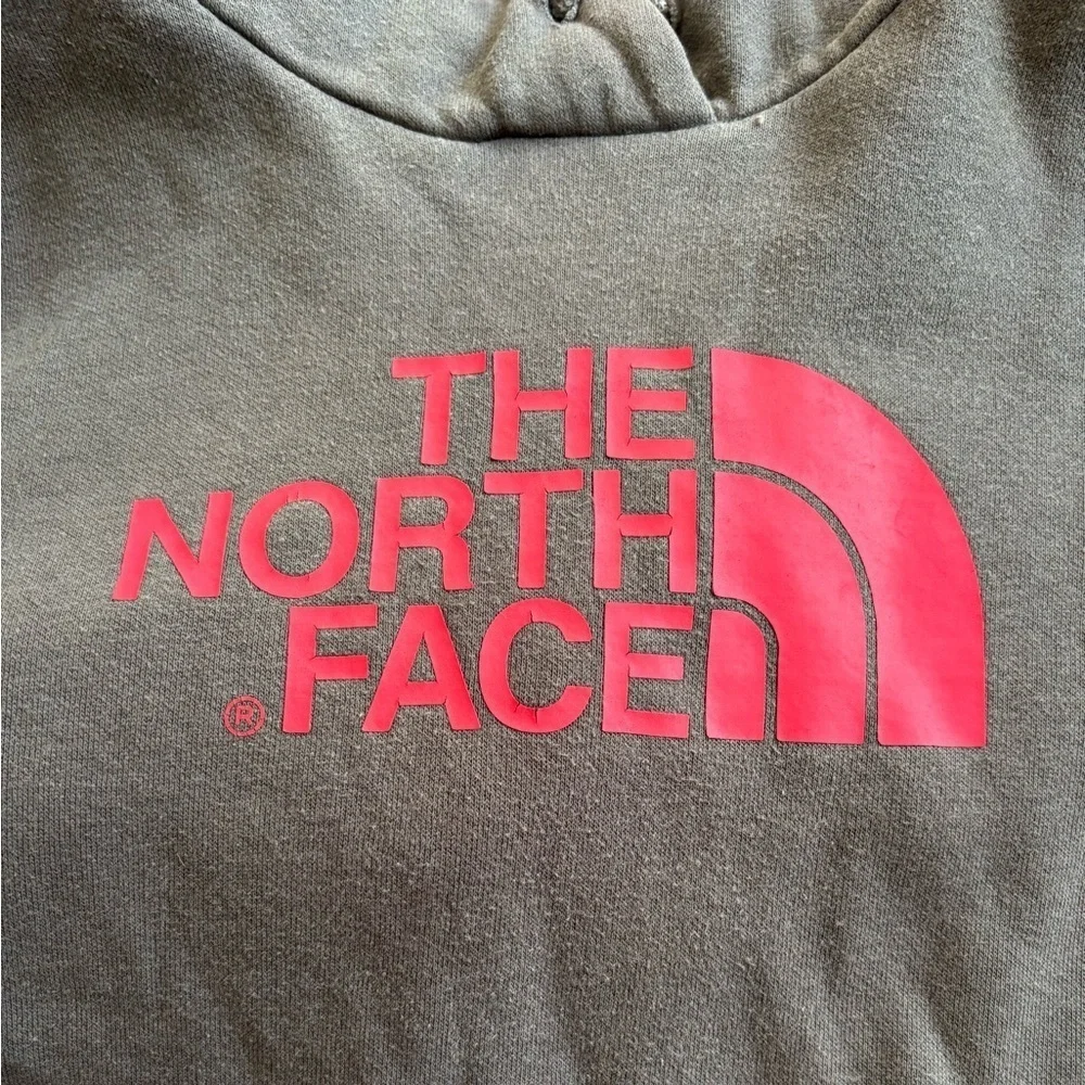 The North Face Brown Hoodie Sweater with Bold Red Logo